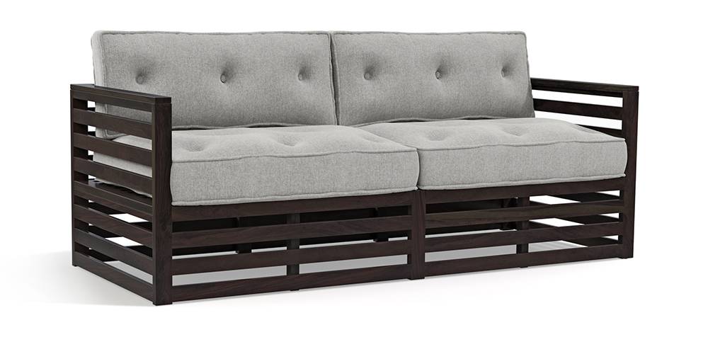 Raymond Wooden Sofa - American Walnut Finish (Vapour Grey)